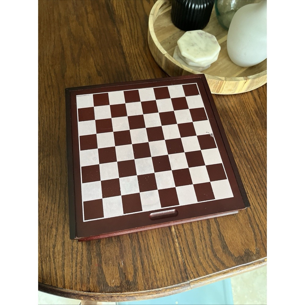Chess Checker & backgammon W/ storage 12" x 12"x 3"Other Games At The Bottom